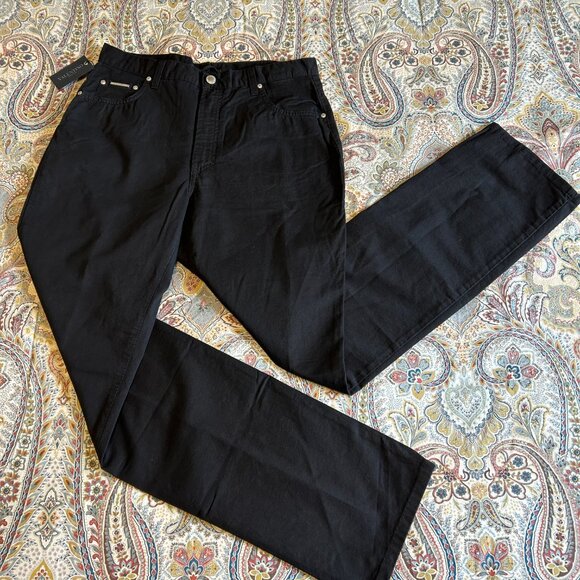 NWT Valentino Ladies Jeans - Black Cotton Twill  - Straight Leg Size  33 X 33 - Picture 1 of 12